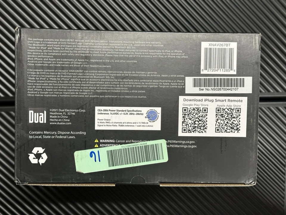 6.2 Navigation AV DVD Receiver Dual Tech XNAV267BT - Touchscreen - New Open Box - Image 4 of 4