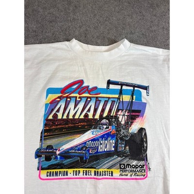 VTG 80s Joe Amato Mopar Performance Top Fuel Dragster Racing Shirt Mens XL White