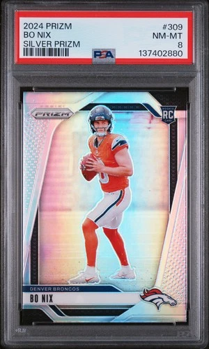 2024 PANINI PRIZM SILVER PRIZM #309 BO NIX ROOKIE RC PSA 8