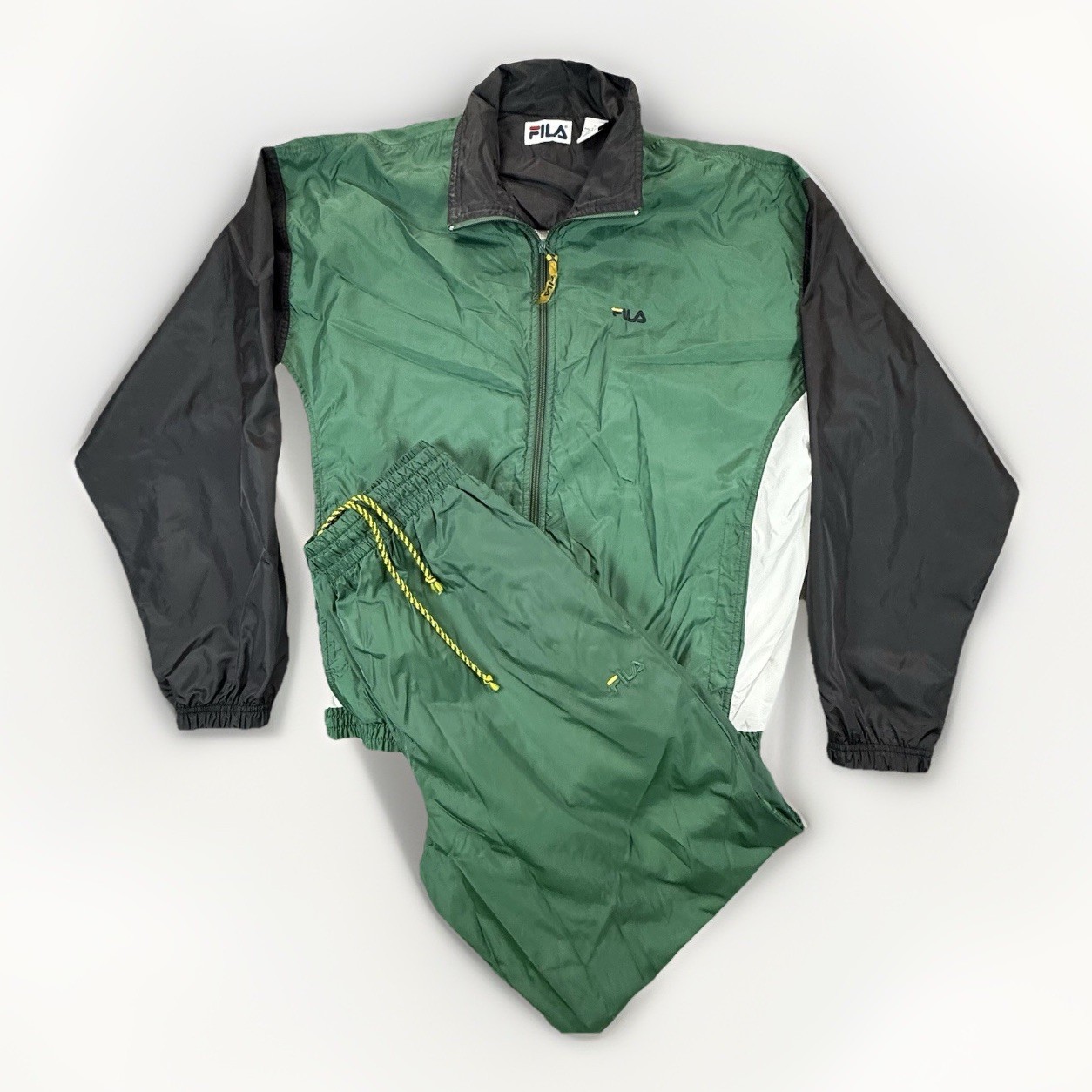 CLASSIC VTG FILA Men’s Tracksuit Large Green Black Jacket Pants