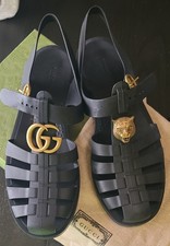 Gucci 463463 sandali pescatore gomma 12 neri GG & Tiger nuovi con scatola rari