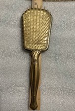 Vintage Vanity Gold Toned Hair Brush With Ornate Floral Design 10 In. MCM Nylon