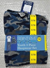 Saint Eve Boy's 3-piece Pajama Set Pant Tee  Hoodie CAMO, S 7/8 . NWT