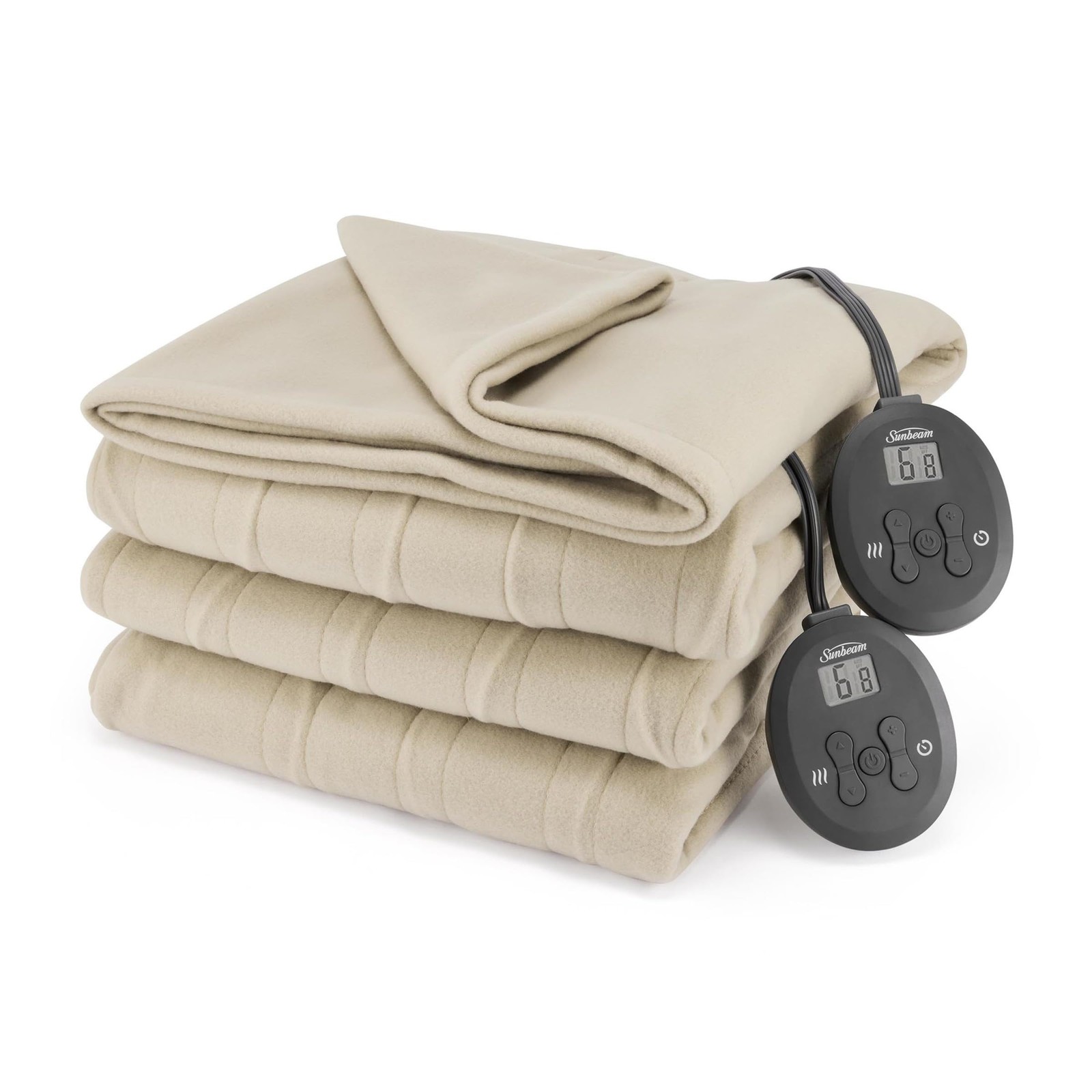SUNBEAM ROYAL ULTRA FLEECE HEATED BLANKET KING SIZE 90" X 100" - PEBBLE