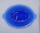 Hazel Atlas c.1934 Cobalt Blue Royal Lace 11" Oval Depression Glass Veg. Dish