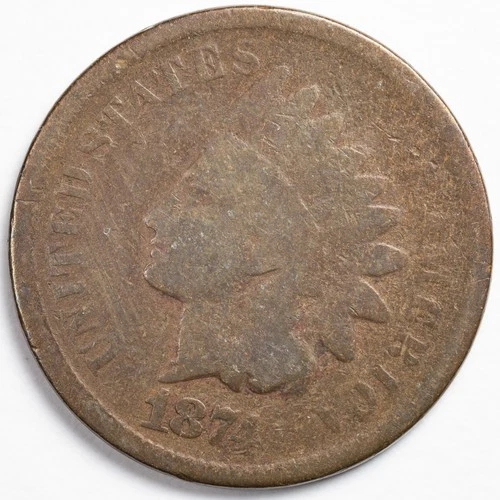 1874 Indian Head Penny Cent About Good (AG)