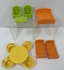 Vintage Fisher Price Little People furniture Lot of 11 chairs table Beds
