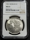 1921 $1 Morgan Silver Dollar NGC MS63