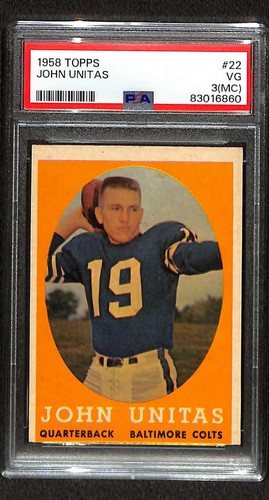 1958 Topps #22 Johnny Unitas HOF PSA 3 MC VG C106222