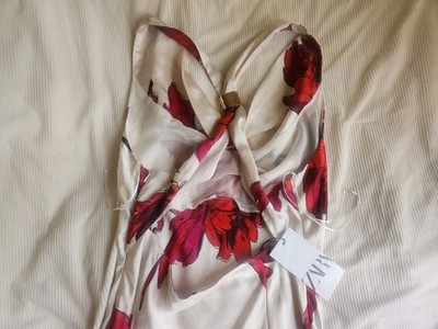 white dress with red flowers zara Zara White Floral Lace Mini Dress