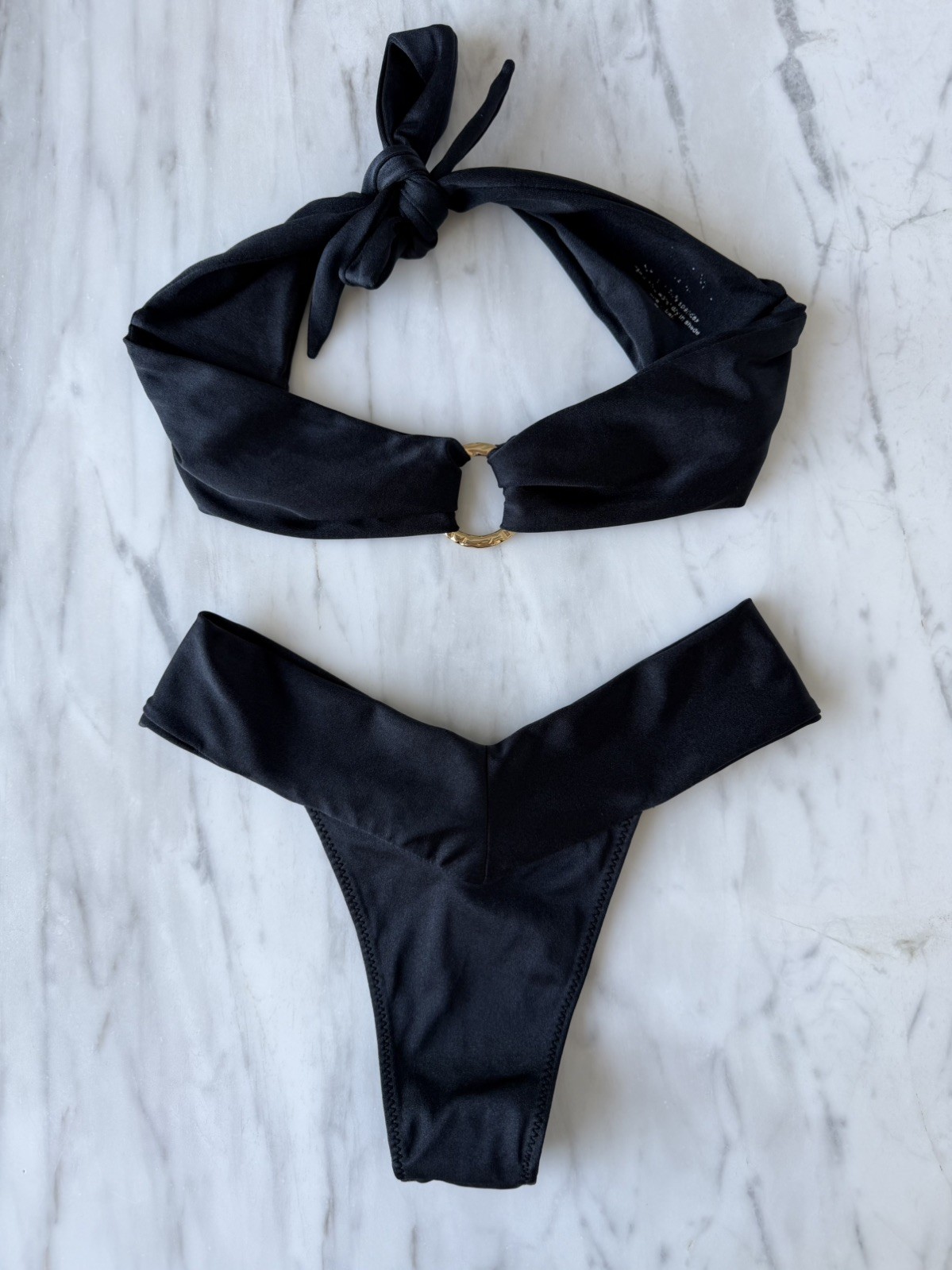 Sommer Swim Black Bikini Set Top S Bottom XS Gold Ring Sold Out Style