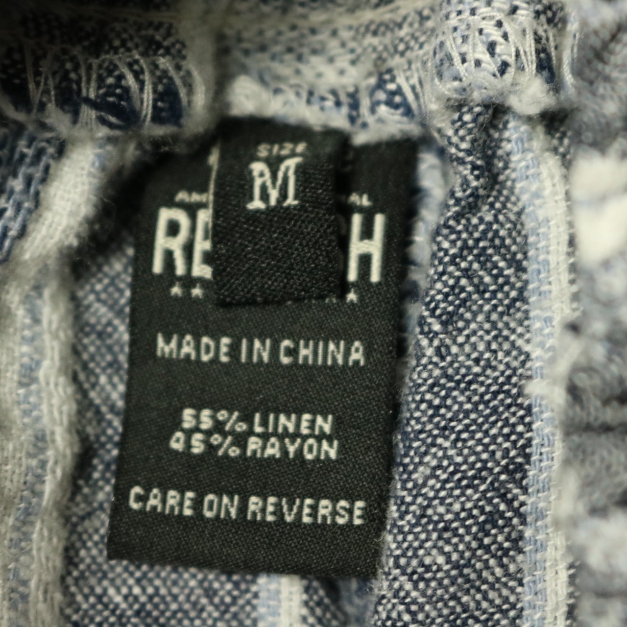 Rewash Striped Festival Boho Linen Blend Smocked Waist Wide Leg Pants Gray M