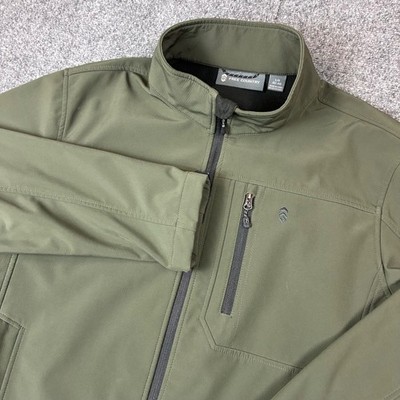 Free Country Mens Softshell Jacket Large Olive Green Water Resistant Full Zip