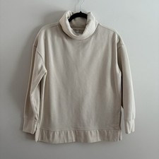 Athleta Women S Putty Fleece Athleisure Side Slits 24/7 Funnel Neck Sweatshirt