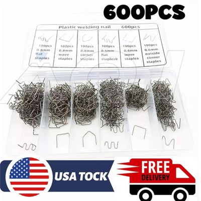 600pcs Plastic Welding Staples Kit Welder 6 Different Shapes Stainless Steel