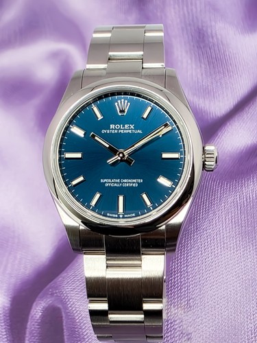 Rolex Oyster Perpetual 277200 Silver Oyster Bracelet Blue Dial 2023 Fullset Mint