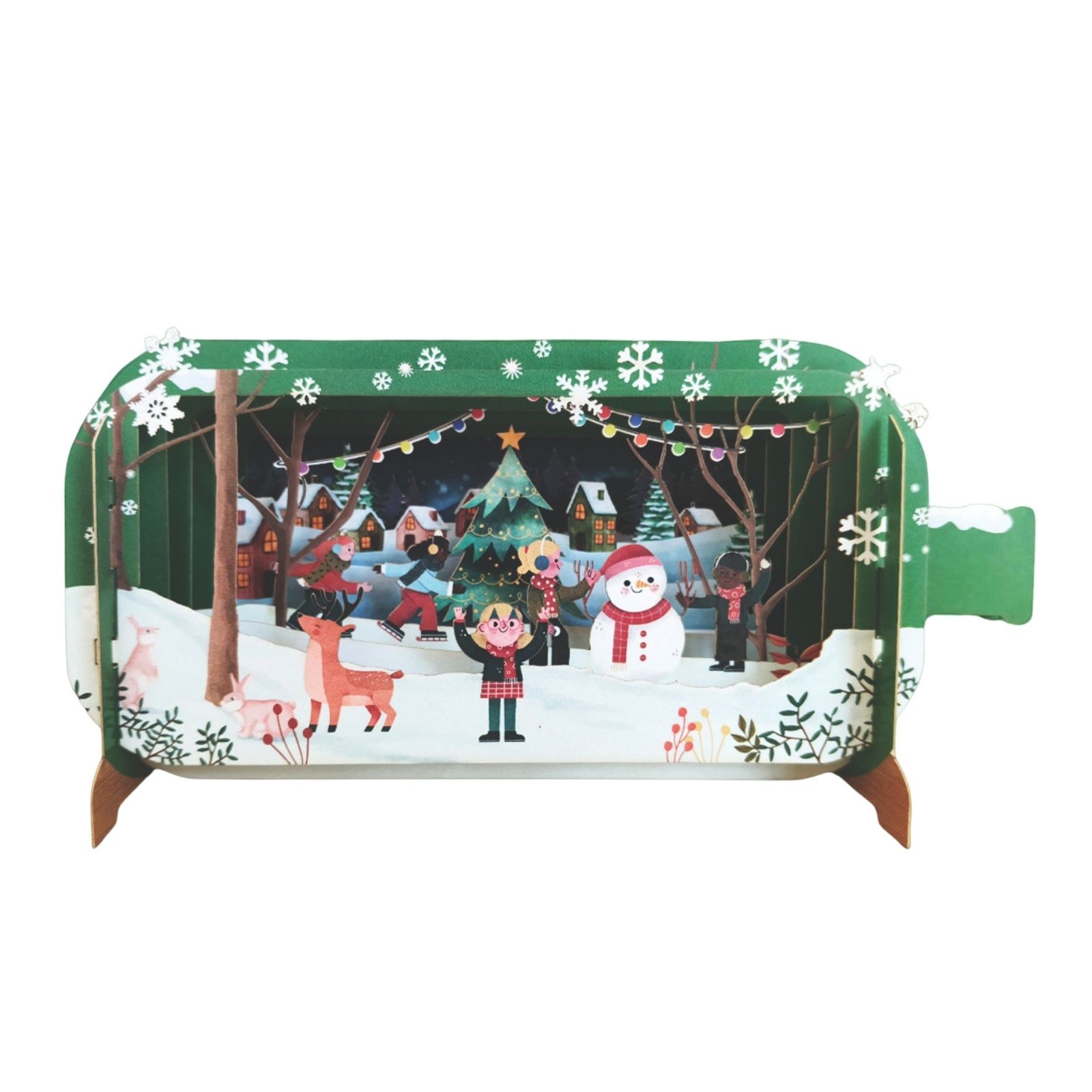 Message In A Bottle 3D Pop Up Christmas Card Children Playing Xmas Greeting Card