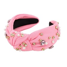 Pink Knotted Headband for Women Wide Headband Pearl Hair Accessories for Wome...