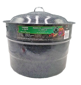 Granite Ware Steel Water-Bath Canner with Rack, USA, 21.5 Quart, Black