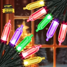 Battery Christmas Lights, 2Pack Total 66Ft 200 LED Christmas Lights Waterproof 8