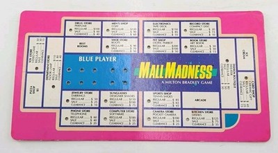 Mall Madness 1989 Board Game Replacement Part Cardboard Shopping List Blue Playe