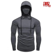 Men Solid Color Hooded Sweatshirt Long Sleeve Casual Pullover M-5XL