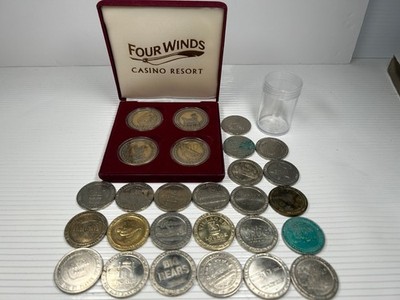 2008 Four Winds New Buffalo Michigan Casino 4 Token Boxed Set + 23 More +Tube!