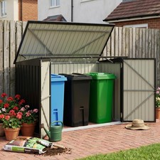 Metal Wheelie Bin Storage Shed 3 Triple Garden Rubbish Dustbin Cover