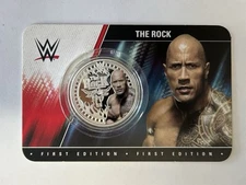 Official WWE Wrestling Collection The Rock Silver Plated Commemorative Coin