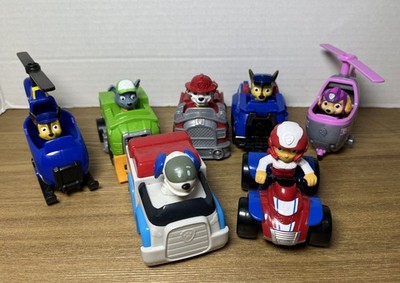 Paw Patrol 7x kleines Fahrzeug Konvolut Chase Marshall Ryder Rocky Robo Dog & Skye