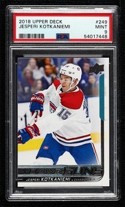 2018-19 Upper Deck Young Guns Jesperi Kotkaniemi #249 PSA 9 MINT Rookie RC