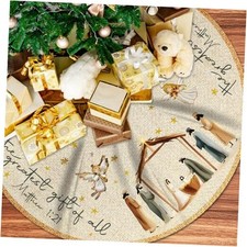 Christmas Tree Skirt Nativity Scene,Jesus Christmas Tree Skirt 48Inch,Vintage