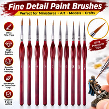 10pcs Detail Paint Brush Set Miniature Model Warhammer Fine Tip Brushes UK