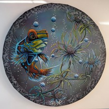Mandarinfish Flowers Undersea Sea Mirine Original Acrylic Painting OOAK 40cm