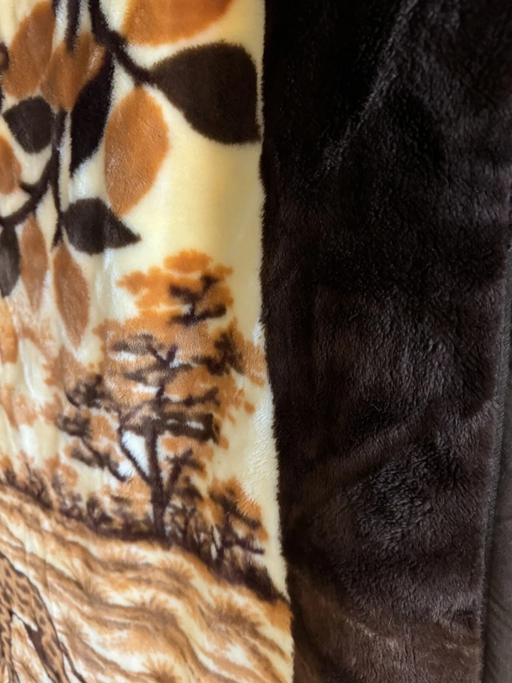 Manta vintage mamá y bebé jirafa marrón resistente gruesa XLarge muy suave Foto 3 de 4