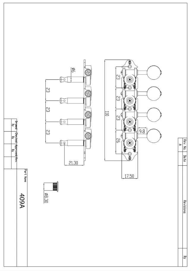 Grover Nickel/Pearloid "A" Style Mandolin Tuners/Machines/Tuning Pegs 409VN - Image 2 of 2