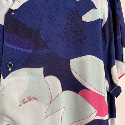 Boohoo Man Mens Shirt Size S Small Floral Print Blue Pink Short Slv Button Front - Picture 8 of 11