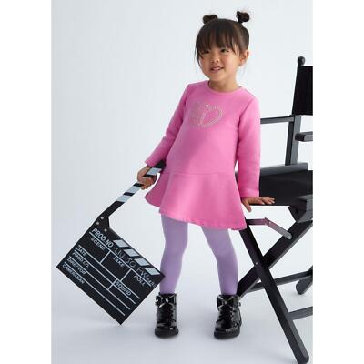 LIU JO Abito vestito bambina rosa fucsia felpa di cotone logo