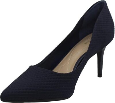 Alfani Womens Jeules Leather Pointed Toe Classic Pumps, Navy