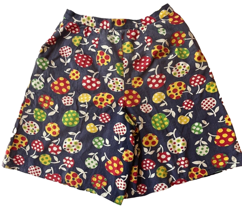 Vintage 1970s Womens Shorts Polka Dot Fruit High Waisted Groovy Blue Size Small - Picture 6 of 10