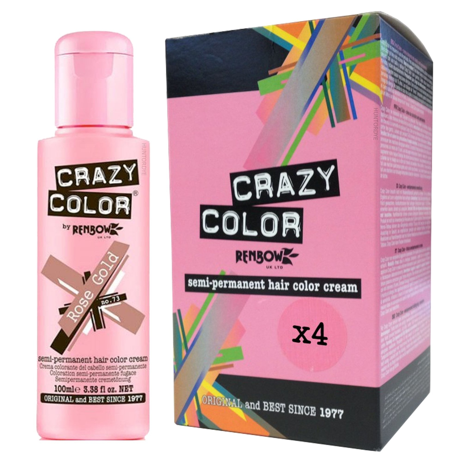 Renbow Crazy Color Semi Permanent Hair Dye - Rose Gold (4x 100ml)