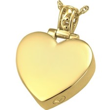 Filigree Bail Heart Ash Holder Cremation Urn Pendant Necklace Gold Plated Silver