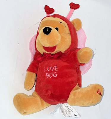 8'' Winnie-the-Pooh Bear Firefly Love Bug 2000 Bean Bag Plush The Disney Store