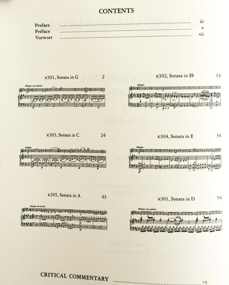 Mozart Violin Sonatas book 1 K301- K306 Peters 7579a Urtext - Image 2 of 2