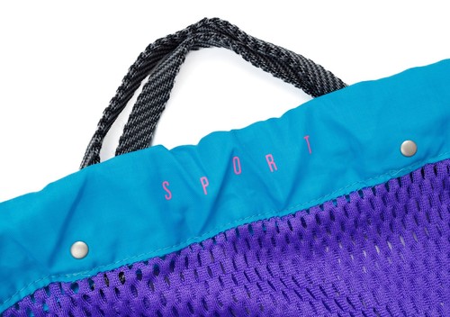 Vintage 90’s ESPRIT Purple Mesh Logo Beach Tote Carryall Bag Backpack Teal Miami - Picture 7 of 7