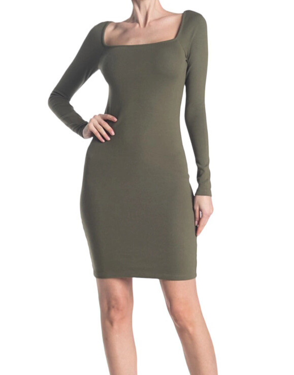 stateside long sleeve dress Stateside 1x1 Rib Square Neck Dress