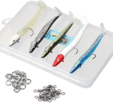 5 Pcs Lead Head Jigs Soft Fishing Lures with Hook Sinking Swimbaits T Tail