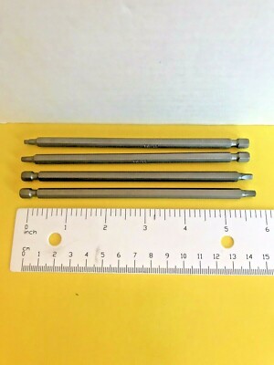 FOUR (4)  BOSCH 39959   6''  # 2 SQUARE  RECESS POWER BITS - 1/4'' HEX SHANK 