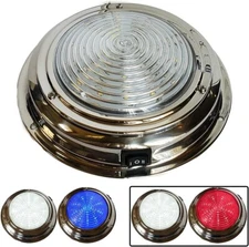 WAVE ONE Dual Color 7 LED Marine Boat Dome Light 12V RV Stainless Housing