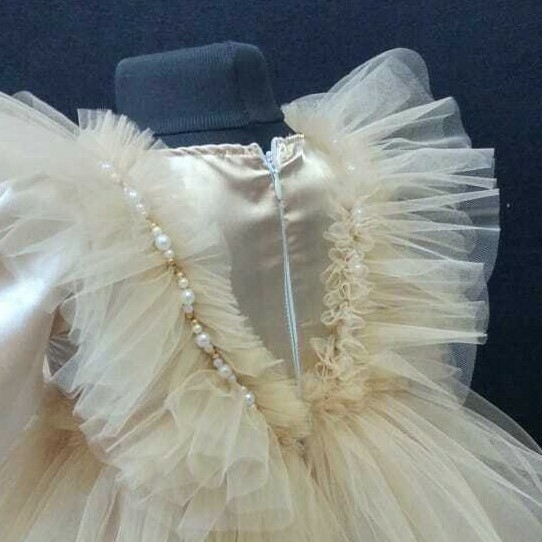 3rd Birthday Tulle Dress + Tulle Hairband + Satin Diaper Cover - Free Delivery